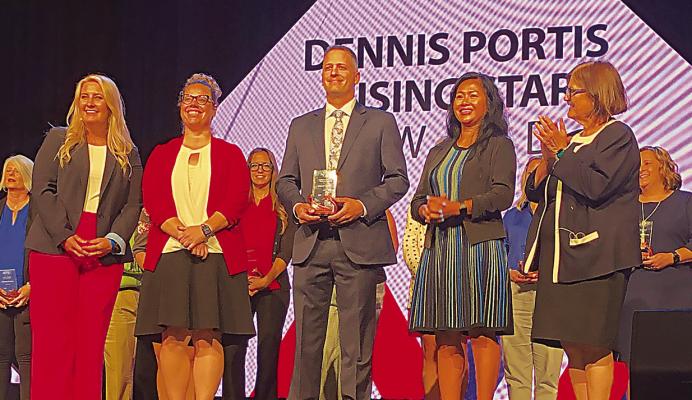 Jerrod Lundry received the Dennis Portis Rising Star Award for the Administration Division during the Oklahoma Summit, CareerTech’s annual conference, earlier this month. Lundry is the Campus Director at the Hugo and Antlers campuses.