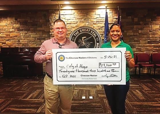 From left to right: Michael Southard, Choctaw Nation Economic Development Director and Leah Savage, Hugo City Manager. Photo Courtesy / Choctaw Nation